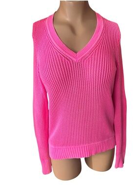J. Crew Women’s V-Neck Knit Sweater in Bright Pink